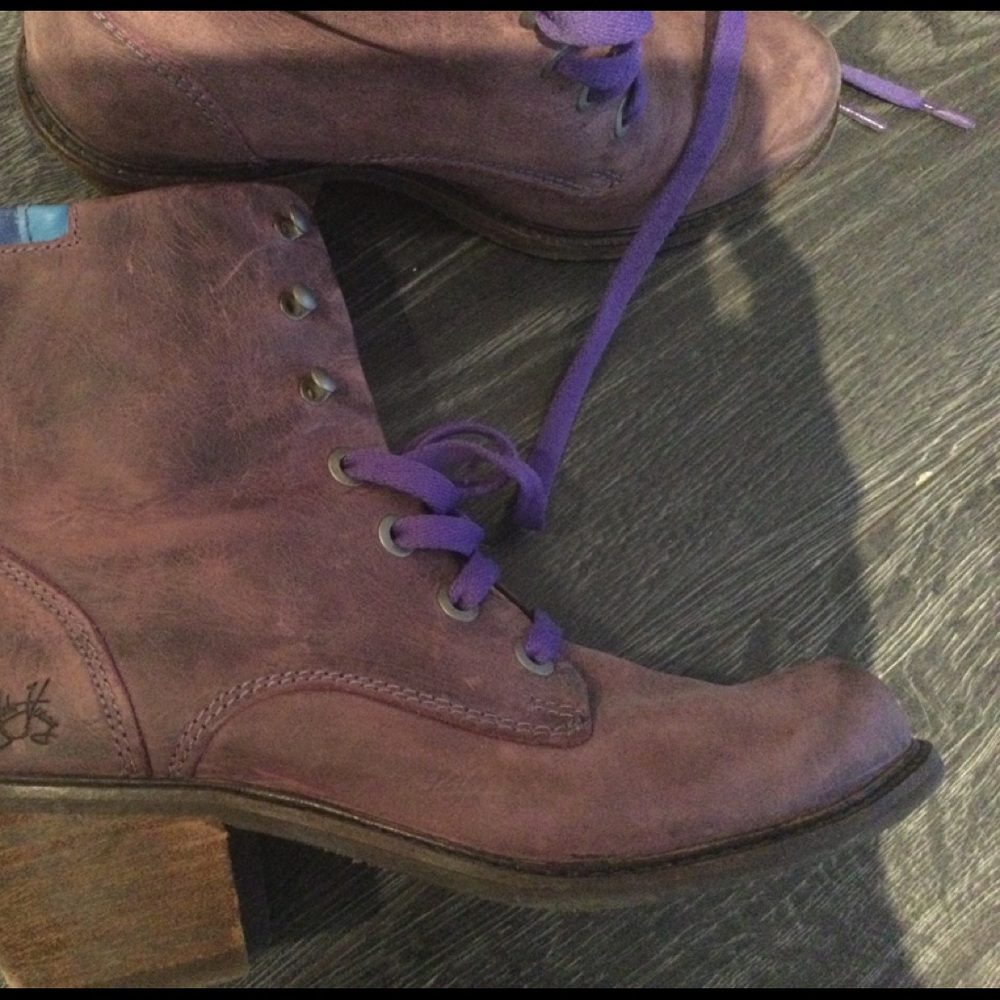 Fluevog “Nuni” Purple boots.